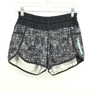 Lululemon Shorts Size 4 Black White Purple Teal Speckled Lined Low Rise